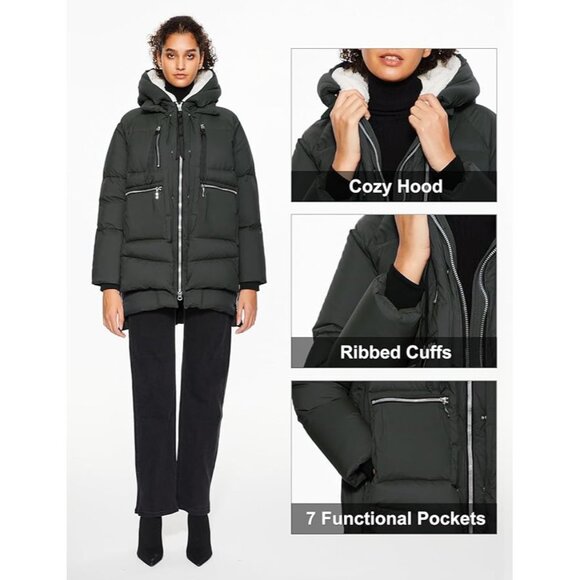 Orolay Women's Black Hooded Down Jacket With Fleece Lining Size Large 318 - Picture 3 of 16